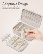 Vlando 2 Layer Jewelry Box,Jewelry Organizer Storage Lockable Earring Organizer Removable Jewelry Tray with Watch Pillow for 
