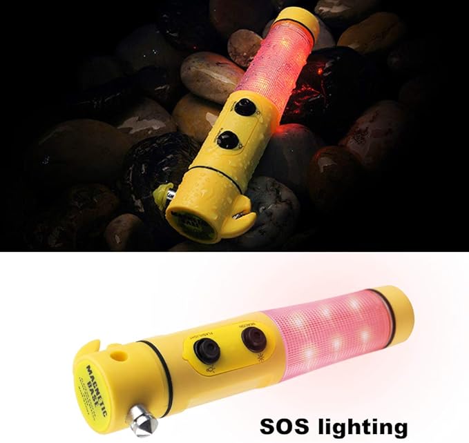 Multi-fuction Car Hammer Car Emergency Window Breaker and Seatbelt Cutter Car Escape Tool with Flashlight and Beacow Light