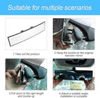 Car Rearview Mirrors, Shock Resistant Interior Clip-on Panoramic Rear View Mirror for Car, Wide Viewing Range, 12 inch HD Universal Use for Cars, SUVs, Trucks, Vehicles (White)