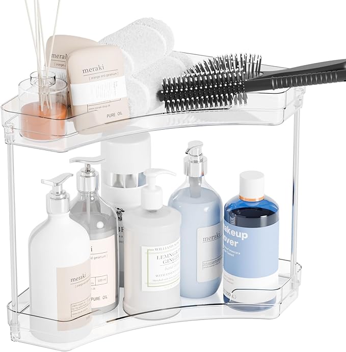 Yieach 2 Tier Corner Bathroom Counter Organizer,Clear Sink Shelf,Bathroom Corner Organizer and Storage for Restroom,Vanity Co