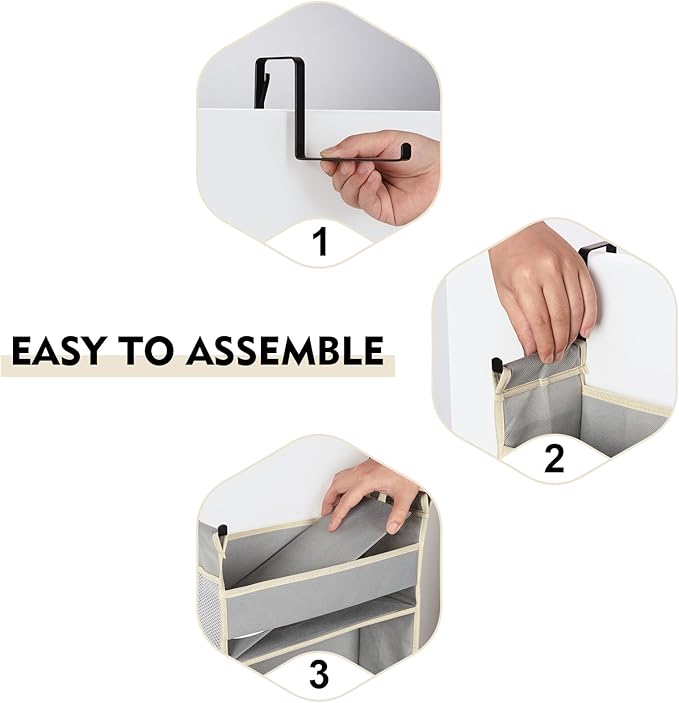 Over The Door Organizer 6-Shelves and 12 Side Pockets, Over The Door Storage for Bathroom Bedroom Nursery, Hanging Door Organ