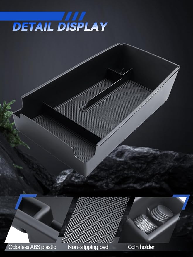 for Model 3 Center Console Organizer Armrest Tray Middle Storage Box Insert Container Durable ABS Plastic Accessories 2024 2025