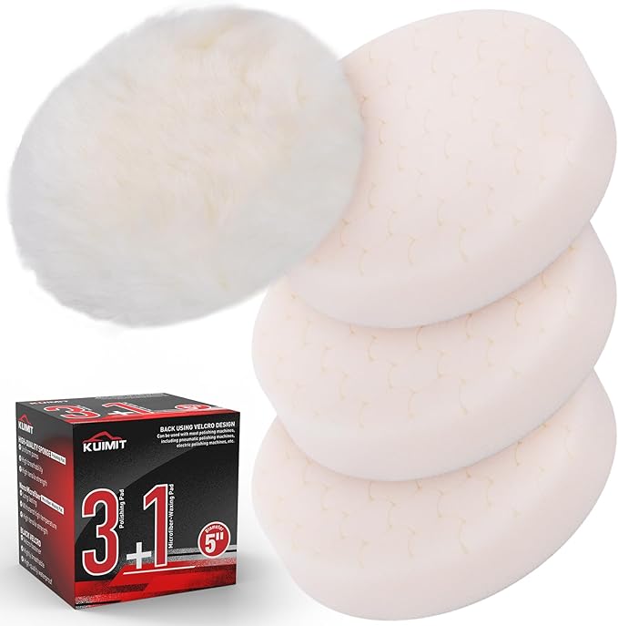 White Polish Pad, 3Pcs 5.5 Inch Face for 5 Inch Buffing Polishing Pads and Woolen Pads 125mm Backing Plate Compound Buffing Sponge for Car Buffer Polisher Compounding, Polishing and Waxing