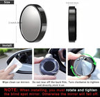2pc Car Blind Spot Rearview Mirror 2-inch Reusable Circular High-Definition Glass Convex 360° Wide-Angle Side Rearview Mirror with Suction Cup for SUV & Truck Universal Type Black - Blindspotmirrors