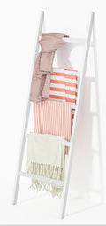WTZ Bamboo Blanket Ladder, 5-Layer Towel Racks, Blanket Holder with Anti-Slip Construction Home Decor, Decorative Blanket, Qu