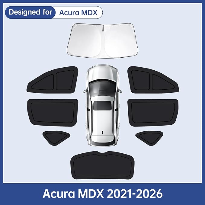 Car Window Shades for Acura MDX 2021-2026, Full Car Window Covers for Privacy, Sunshades for MDX Front Rear Windshield Side Windows to Block UV and Protect Privacy(6pcs)