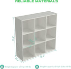 OSCHF 9-Cube Storage Shelf Bookcase - Wooden 3-Tier Floor Standing Open Bookshelf for Home and Office, Display Cabinet, Warm 