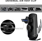 Wireless Car Charger, 15W Fast Charging Air Vent Mount Auto-Clamping Phone Holder, Automotive Electric Induction Charger 360° Rotating Magnetic Vent Mount Bracket for Smartphones (Blue)