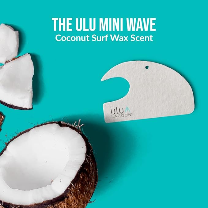ulu Lagoon Hanging Car Air Freshener | Tropical Beach Coconut Surf Wax Scent Mini Wave | Long Lasting Car Freshener, Closet a