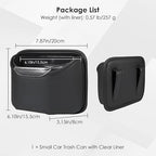 PIFOOG Small Car Trash Can for Side Door Back Seat Leather Leakproof Removable Liner Clip On Automotive Garbage Bin Compact Auto Trashcan Multipurpose Storage Organizer Container 0.22 Gal