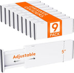 Lifewit 9 Pack 5" High Drawer Dividers 34-56cm/13.5-22" Adjustable Drawer Organizer for Clothes/Utensils, Expandable Drawer S
