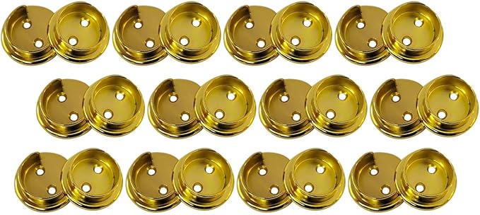 QCAA Heavy Duty Solid Metal Pole Socket Set, 1-3/8'', Polished Brass, 12 Pairs, Made in Taiwan