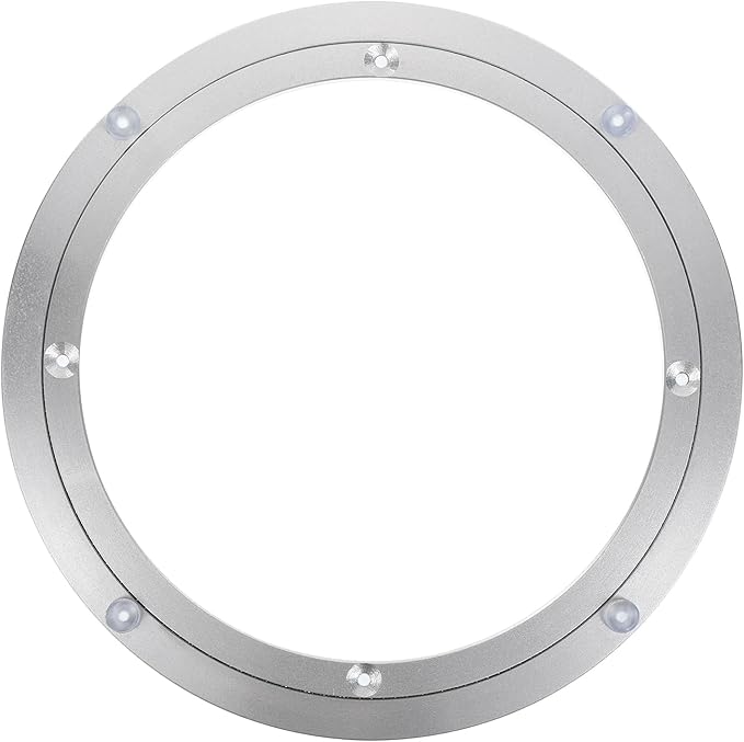 uxcell Aluminium Lazy Susan Turntable Bearing, 10 inch Round Rotating Bearing Turntable Base for Kitchen Dining Table（Base On