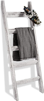 FUIN 5ft (58") Wood Blanket Ladder Living Room Decorative Wall Leaning Farmhouse Quilt Display Holder Wooden Towel Rack for B