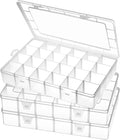 Gbivbe Large 24 Grids Plastic Organizer Box Adjustable Dividers,Clear Storage Box for Jewelry, Art DIY Crafts, Washi Tapes, B