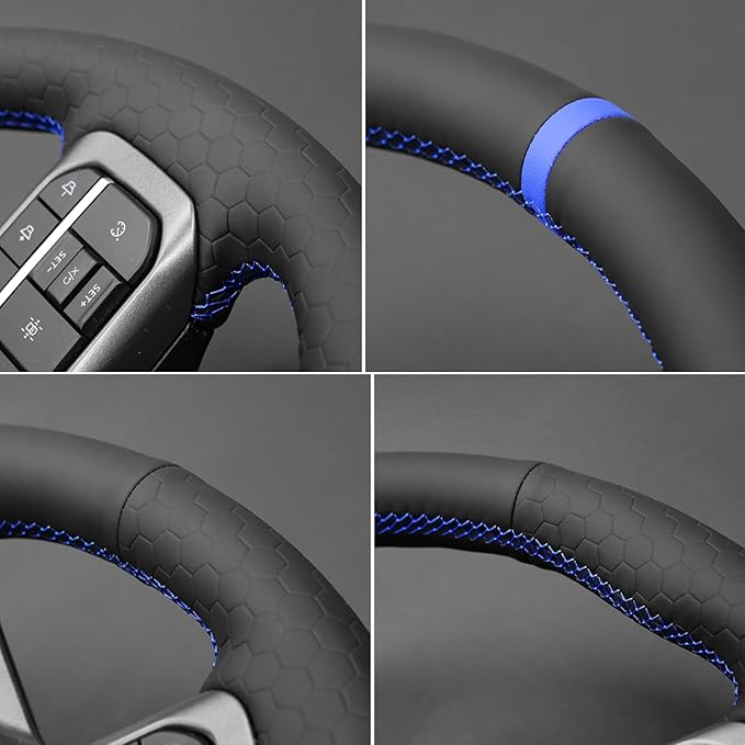 MEWANT Steering Wheel Covers for Ford F-150 2021-2023 / F-150 Lightning 2022-2023 Hand-Stitched F150 Steering Wheel Wrap