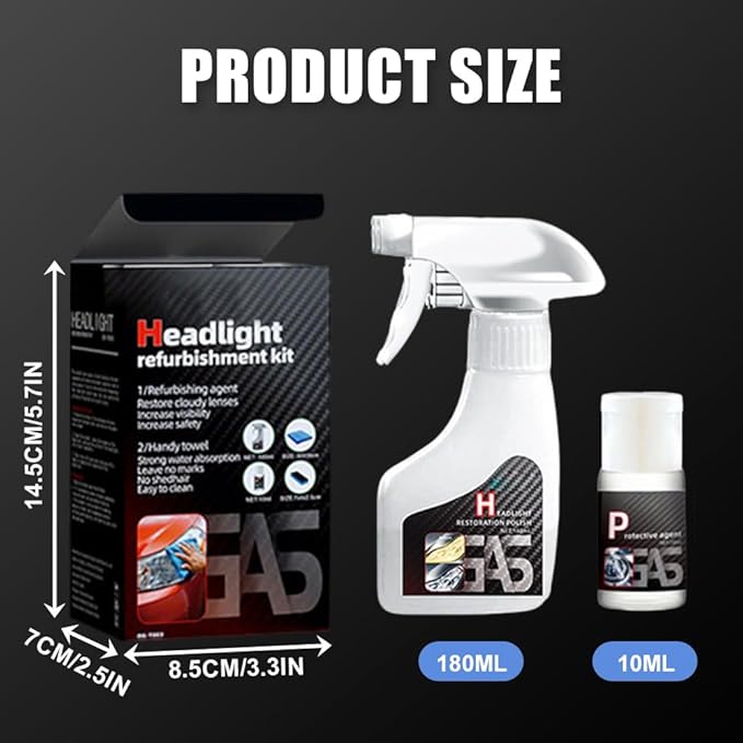Automotive Headlamp Restoration Fluid Kit, 2026 New Automotive Headlamp Restoration Fluid Oxidized, Multifunctional Car Headlight Polishing Repair Kit for All Vehicle Types (3 Set)