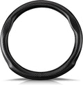 Ergocar Carbon Fiber Material Steering Wheel Cover Anti-Slip Breathable Sweat Absorbent Fashionable Sport Steering Wheel Sleeve for the Round Shape with Diameter of 15"（37.5-38cm）-Black