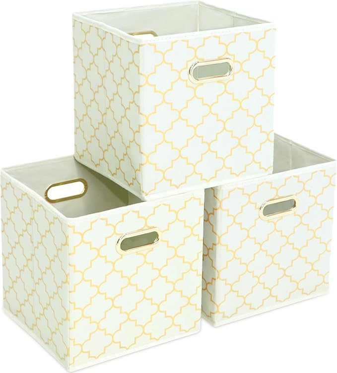 Fabric storage bins Cubes, Fabric Cube Organizer with Handle, Foldable Cube Bins for Cloth or Accessary Storage, 11x11x11, Se