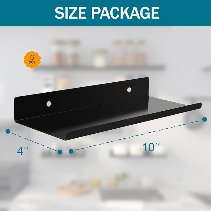 6 Pack 10 X 4 Inch Pegboard Shelves, Metal Peg Board Shelves Accessories, Can Be Used for Walls or Pegboards, Suitable for Ba
