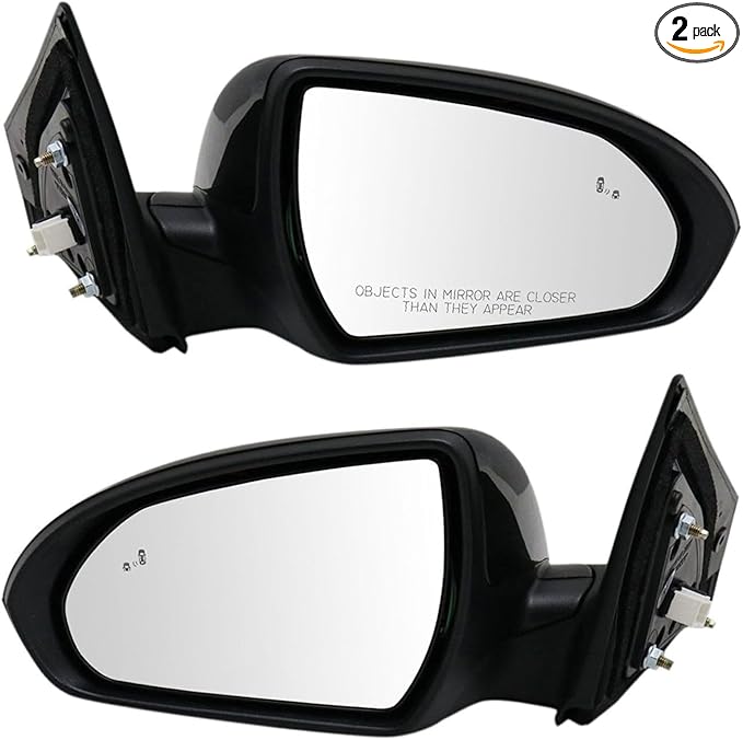 Side Mirror 2pcs Left & Right Paint to Match Power Heated Operate Exterior Door Rear View Blind Spot Detection Plastic 87620F