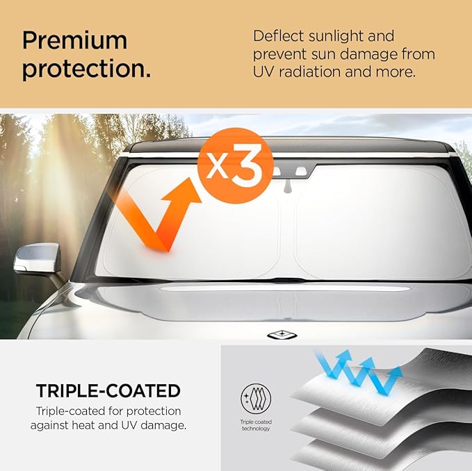 Spigen Triple-Coated CryoShade Front Windshield Sunshade (Reinforced Velcro Strap) Designed for Rivian R1T & R1S