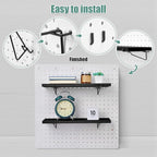 Qunclay 8 Pack Pegboard Shelf Set Wooden Shelves with Metal Brackets Hook Wall Pegboard Shelving Heavy Duty Accessories for C