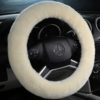 Fuzzy Sheepskin Steering Wheel Cover for Women | Warm & Fluffy Universal Auto Girly Accessories | Soft Lamb Fur for Cold Wint