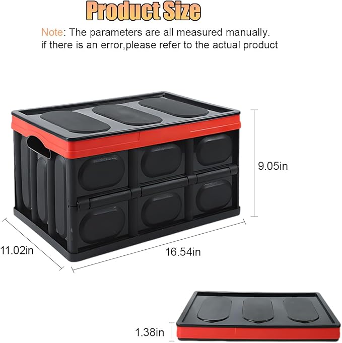 Car Trunk Organizer, Foldable Plastic Cargo Storage Box with Lid, Large Car Tool Container with Handles, Universal Automotive