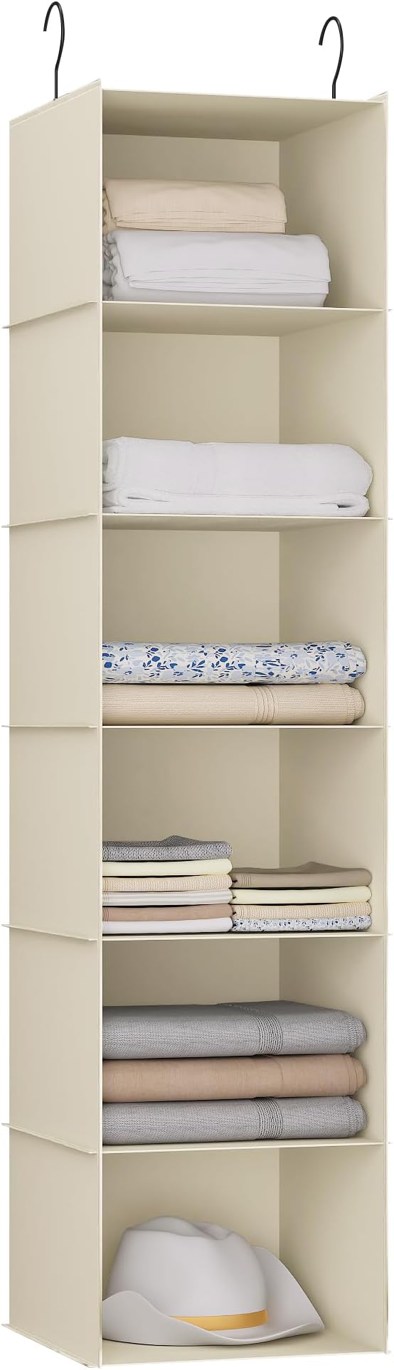 Hanging Closet Organizer, Easy Mount Foldable 6-Shelf Hanging Closet Wardrobe Storage Shelves, Clothes Handbag Shoes Accessor