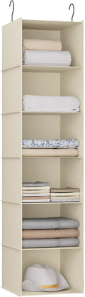 Hanging Closet Organizer, Easy Mount Foldable 6-Shelf Hanging Closet Wardrobe Storage Shelves, Clothes Handbag Shoes Accessor