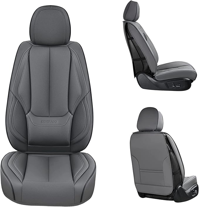 Coverado Front Seat Covers, Waterproof Nappa Leather Car Seat Cover, Sideless Car Seat Covers Front Seats, Driver Seat Cover,