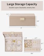 VLANDO Jewelry Box for Women, Gift for Women Girls,2 Layer Jewelry Box,Large Jewelry Organizer for Women Removable Jewelery T