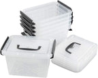 Farmoon 3.5 Quart Clear Storage Bin, Small Plastic Stackable Box/Cotainer with Lid and Black Handle, 6 Packs