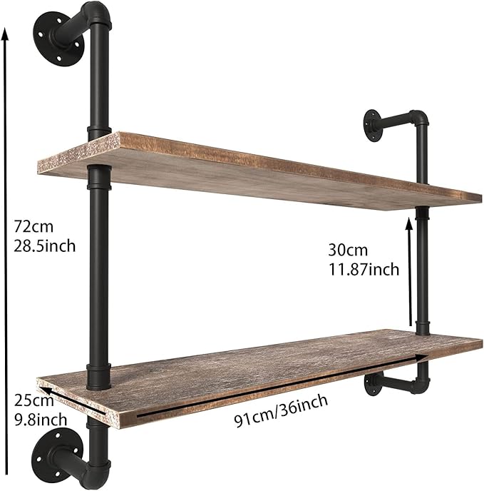Pipe Shelves Industrial Pipe Shelving Shelves Real Wood Industrial Floating Pipe Shelves with Wood Planks 36 inch Wall Shelve