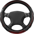 Yourkar Car Steering Wheel Cover, 15 Inch Leather Round Comfy Grip Steering Wheel Protector, Anti-Slip Steering Wheel Cover w