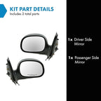 TRQ 2 Piece Driver and Passenger Side Mirror Assembly Set Manual Folding Electric Adjustment Non-Heated No Memory Black Compa