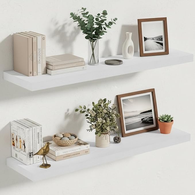 Vivelove 10 in Deep Floating Shelves for Wall, 30" x 10.2" x 1.5" Shelves for Room Wall Mounted, 1.5 Inch Thick Shelf for Bat