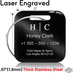 Stainless Luggage Tags for Suitcases 4 Pack: Metal Personalized Luggage Tags for Backpacks & Bags with Customizable Texts (Bl
