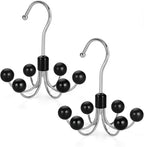 TOPIA HANGER Hoodie Hangers 2-Pack with 6 Wood Balls, 360°Swivel Purse Hanger, Scarf Hanger, Closet Hooks, Handbag Organizer,