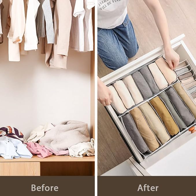 HSLFUAI Bra Organizer for Drawer, 2 Pack Bras Storage Organizer with Compartments, Drawer Organizer for Bras (White-6S-2PCS)