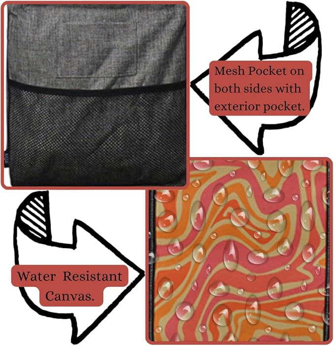 NGIL Extra Large Utility Tote Reusable Grocery Bag Oversized Collapsible for Groceries, Storage, Picnic, Beach (Retro World-black)