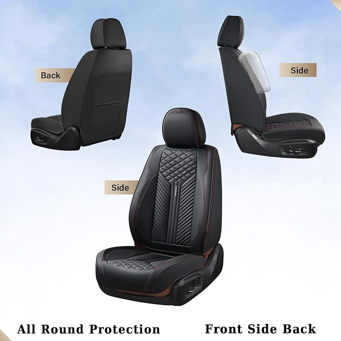 Coverado Front Seat Covers, 2 Pack Waterproof Seat Covers for Cars, Luxury Leather Seat Cushions, Front and Rear Seat Protect