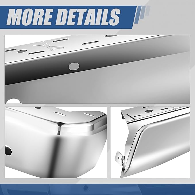 Auto Dynasty Rear Bumper End Caps Cover Compatible with 2015-2020 Ford F-150, Passenger Right Side, with Parking Sensor Holes, Polished Chrome