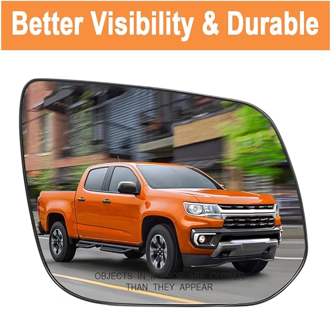 Senzeal Passenger Side Heated Mirror View Convex Mirror Glass for Chevrolet Chevy Colorado GMC Canyon 2015-2022 Rearview Mirrors Glass Replaces 23191161 (Right Side)