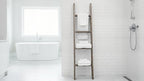 Rustic Revival | Barnwood Display Ladder – Farmhouse Decorative Ladder Made from Authentic Weathered Wood – Real Wood Leaning