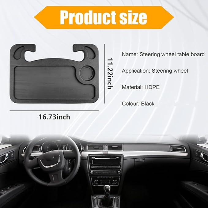 TSY TOOL 2 Pack Steering Wheel Tray, Car Desk, Two Sided Laptop Drink Food Work Table Holder for Constant Travelers, Fits Most Vehicles Steering Wheels