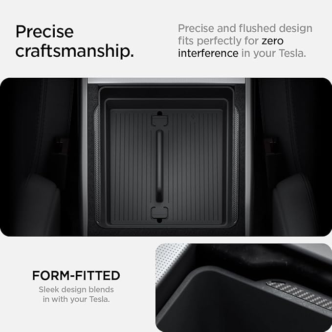 Spigen Armrest Console Organizer for Tesla Model Y Juniper (Standard, Premium & Performance 2026/2025) and Model 3 Highland (Standard, Premium & Performance 2026/25/24)