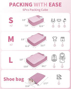 ECOHUB 6 Set Packing Cubes for Travel Durable Suitcase Organizer Bags Set with Personalized Tag Travel Essentials with Shoe B