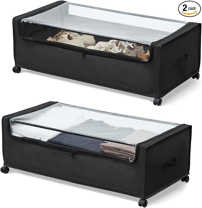 Under Bed Storage with Wheels, Under The Bed Storage Drawers On Wheels, Rolling Underbed Drawers, Lockable, Heavy Duty, XXXXL